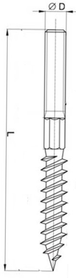 Шпилька-шуруп, M8x80 (дюбель D10)
